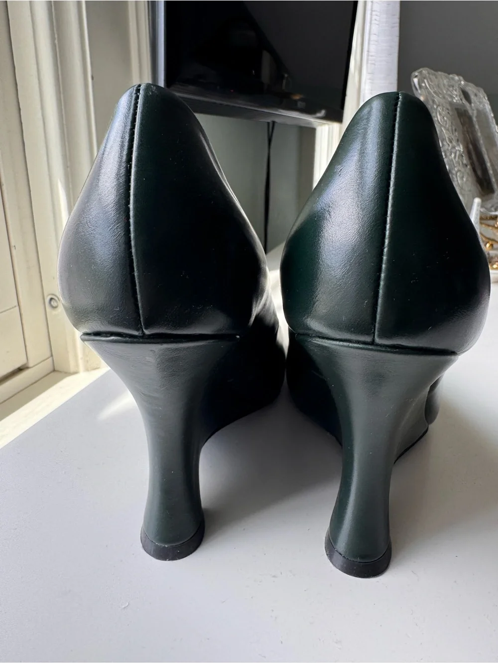 Jeffrey Campbell Dark Green Pointed Wedge Pumps